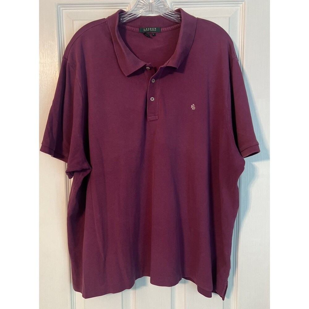 Lauren Ralph Lauren Mens 3X Polo Shirt Purple Short Sleeve Embroidered RLL Logo